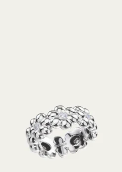 Boochier18K White Gold Diamond Flower Puff Ring