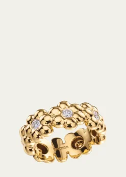 Boochier18K Yellow Gold Jumbo Diamond Flower Puff Ring