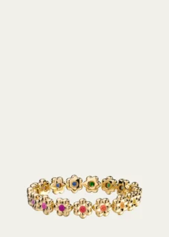 Boochier18K Yellow Gold Round Diamond Flower Puff Bracelet