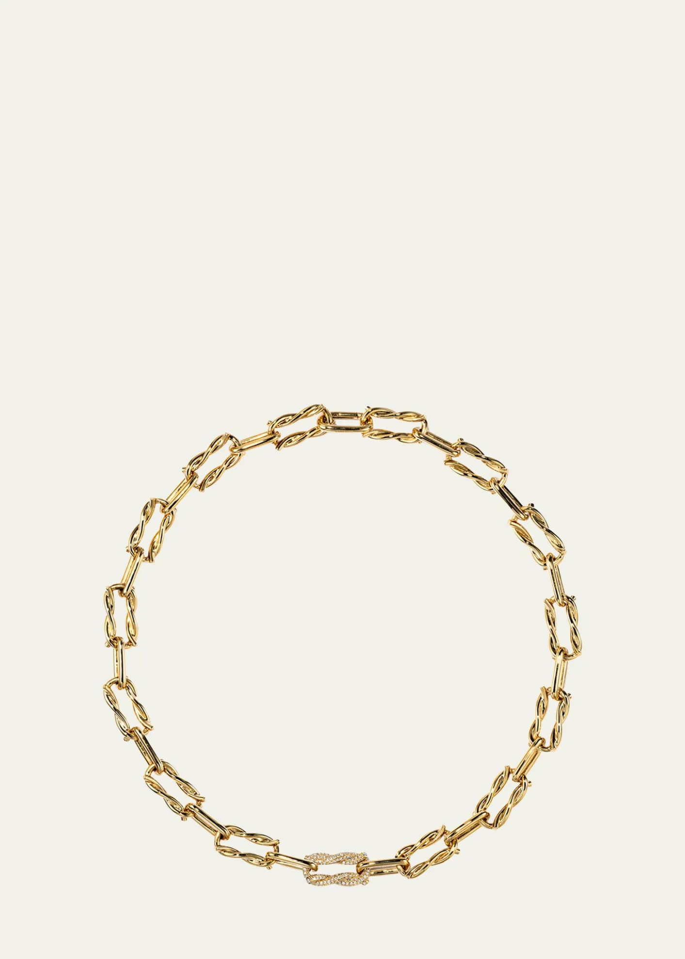 BoochierTies 18K Gold Single Diamond Pave Link Necklace