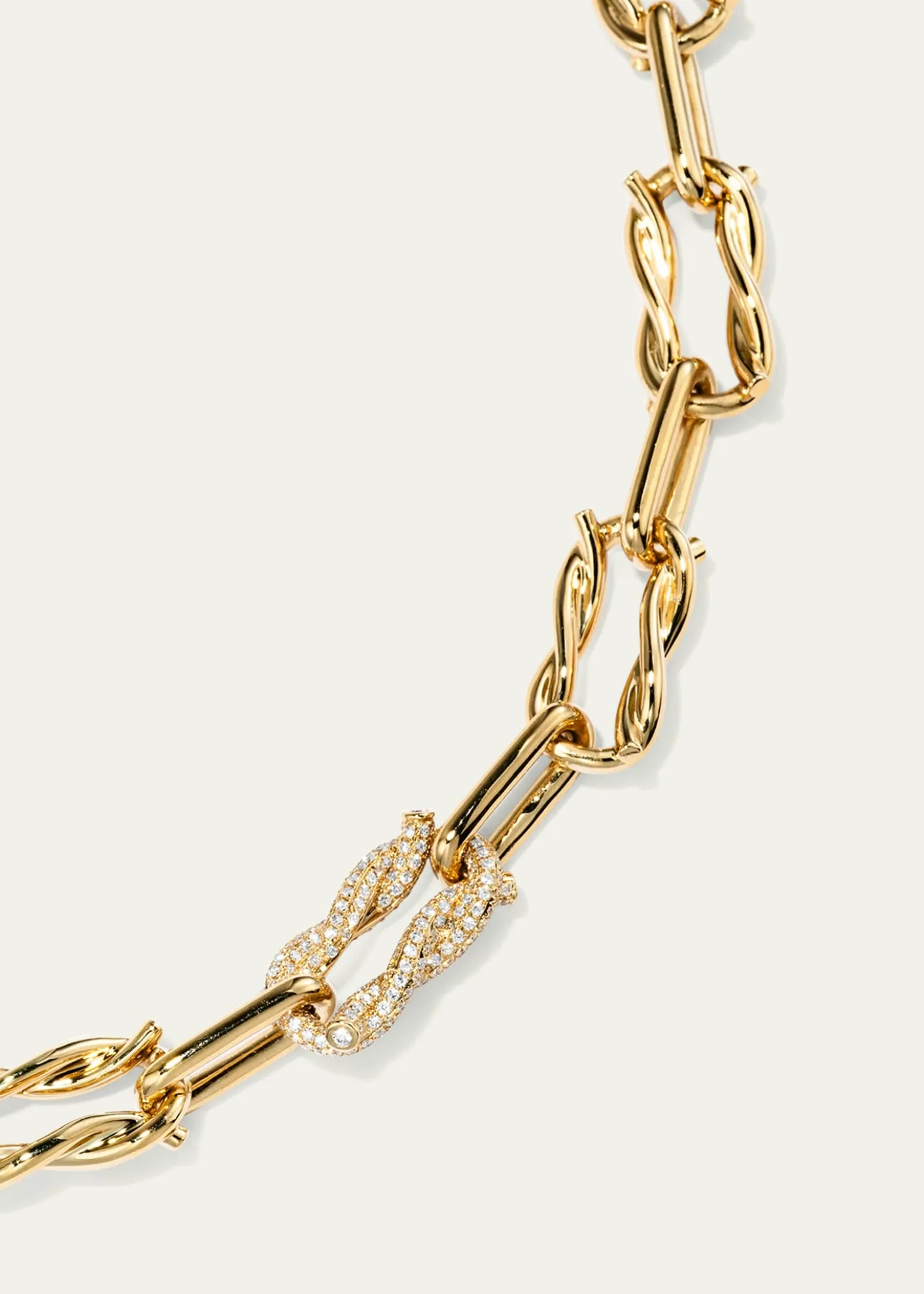 BoochierTies 18K Gold Single Diamond Pave Link Necklace