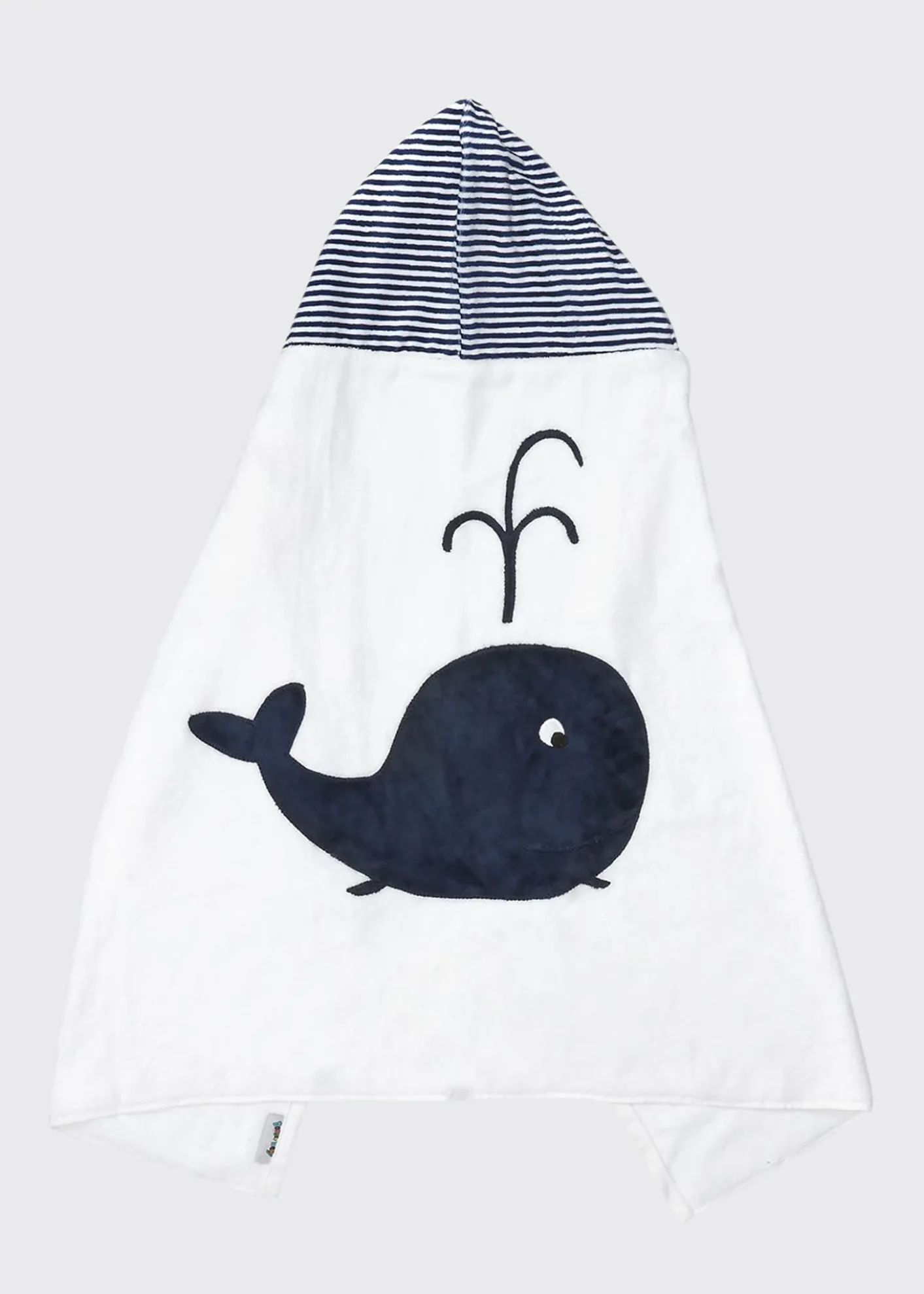 Boogie BabyHooded Whale Towel, White/Blue