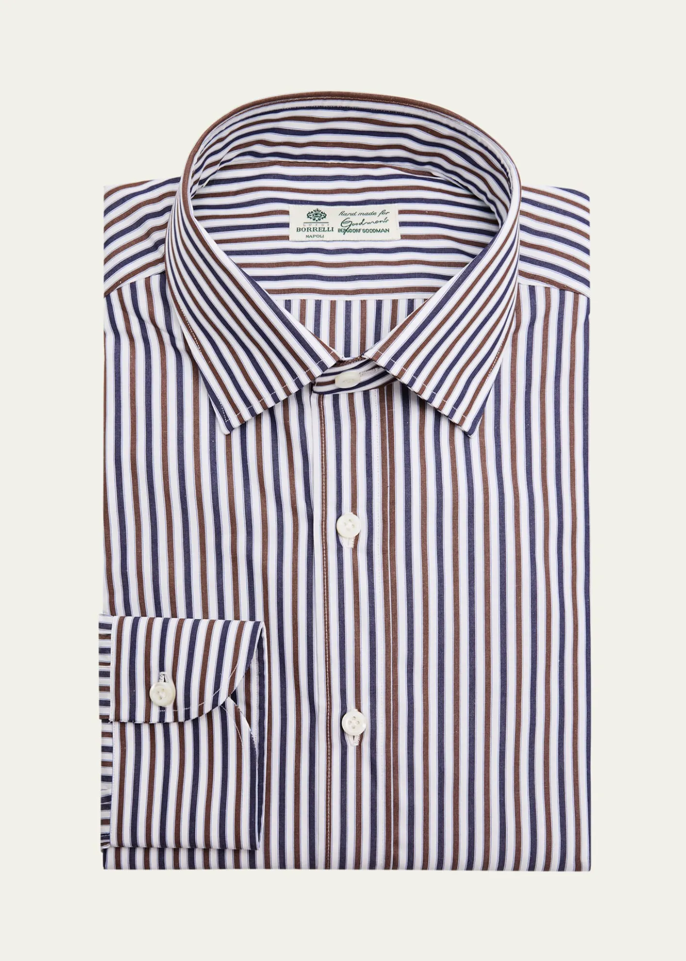 BorrelliMen's Bicolor Stripe Cotton Dress Shirt