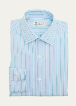 BorrelliMen's Cotton and Linen Multi-Stripe Dress Shirt