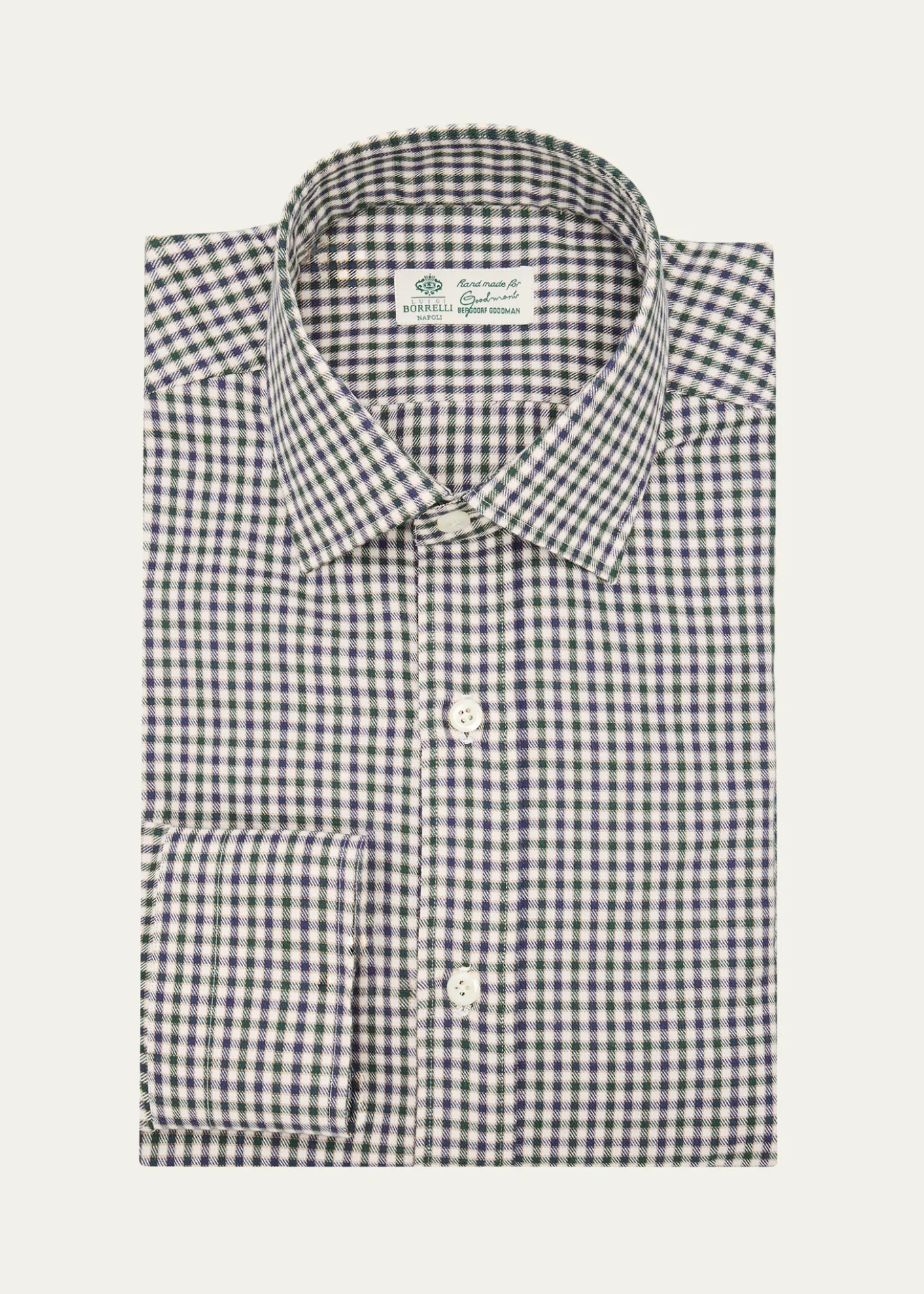 BorrelliMen's Cotton Multi-Check Point Collar Dress Shirt