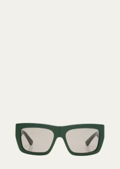 Bottega VenetaAcetate & Metal Rectangle Sunglasses