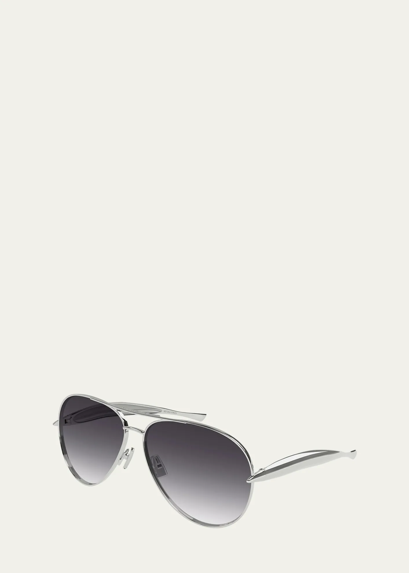 Bottega VenetaCurved Metal Aviator Sunglasses