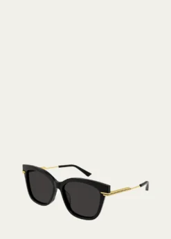 Bottega VenetaEngraved Logo Acetate & Metal Cat-Eye Sunglasses