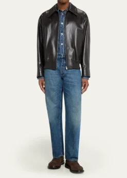 Bottega VenetaMen's Dark Brown Nappa Leather Blouson Jacket