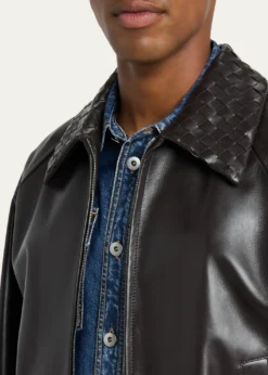 Bottega VenetaMen's Dark Brown Nappa Leather Blouson Jacket