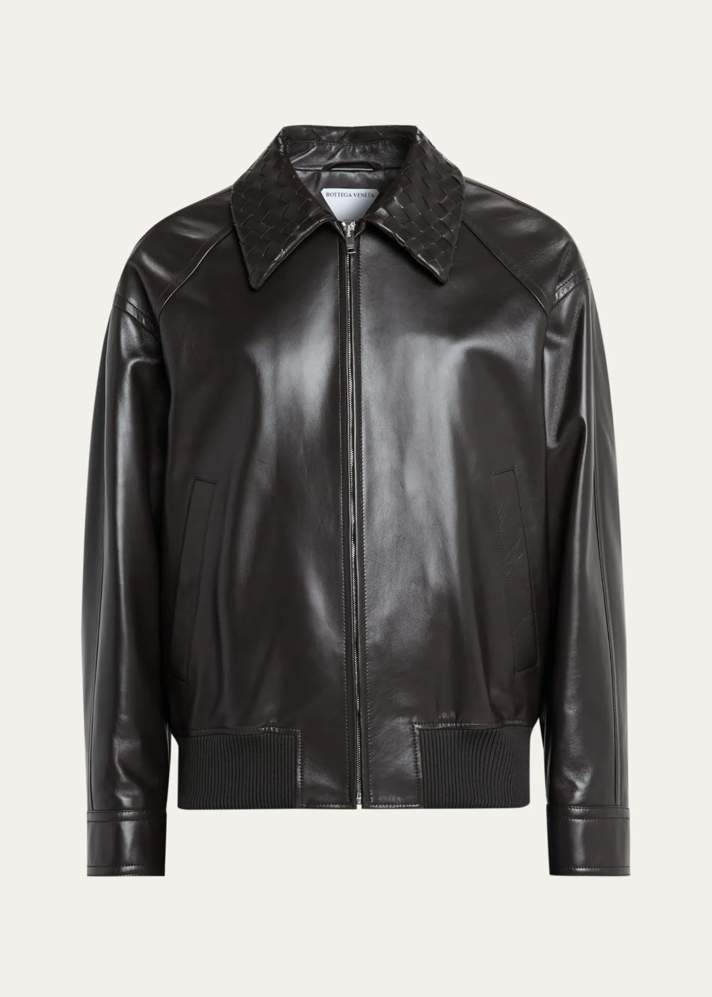 Bottega VenetaMen's Dark Brown Nappa Leather Blouson Jacket