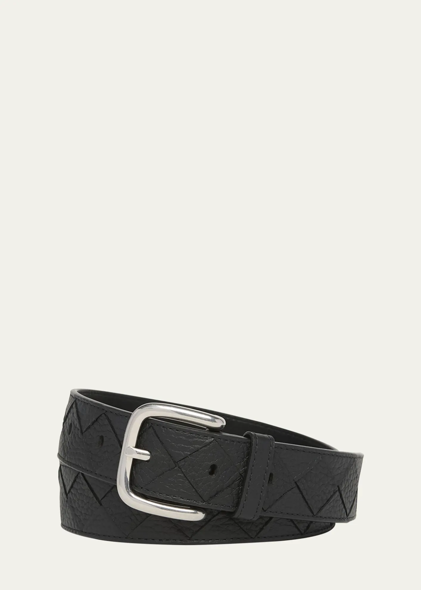 Bottega VenetaMen's Intrecciato Leather Belt