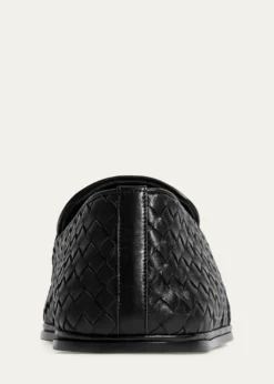 Bottega VenetaMen's Palazzo Intrecciato Leather Square-Toe Slippers