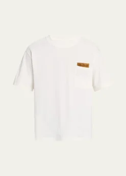 Bottega VenetaMen's Pima Cotton Jersey Intrecciato-Pocket T-Shirt