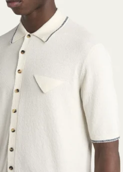 Bottega VenetaMen's Stripe Intarsia Knit Polo Shirt