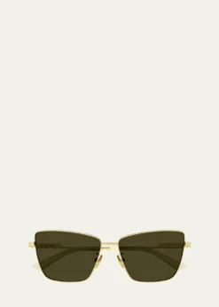 Bottega VenetaRectangle Golden Metal Sunglasses