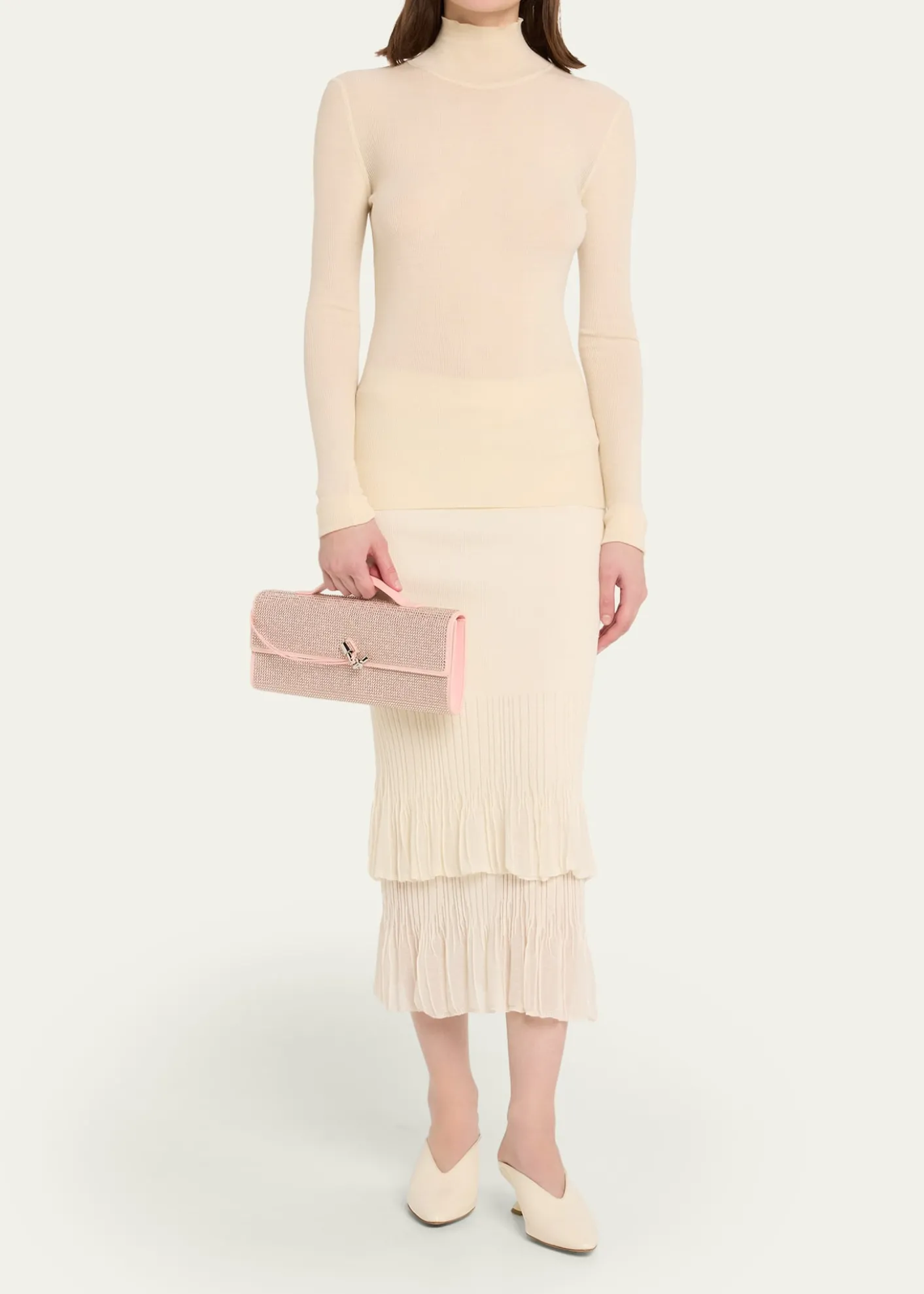 Bottega VenetaAndiamo Crystal Leather Clutch Bag