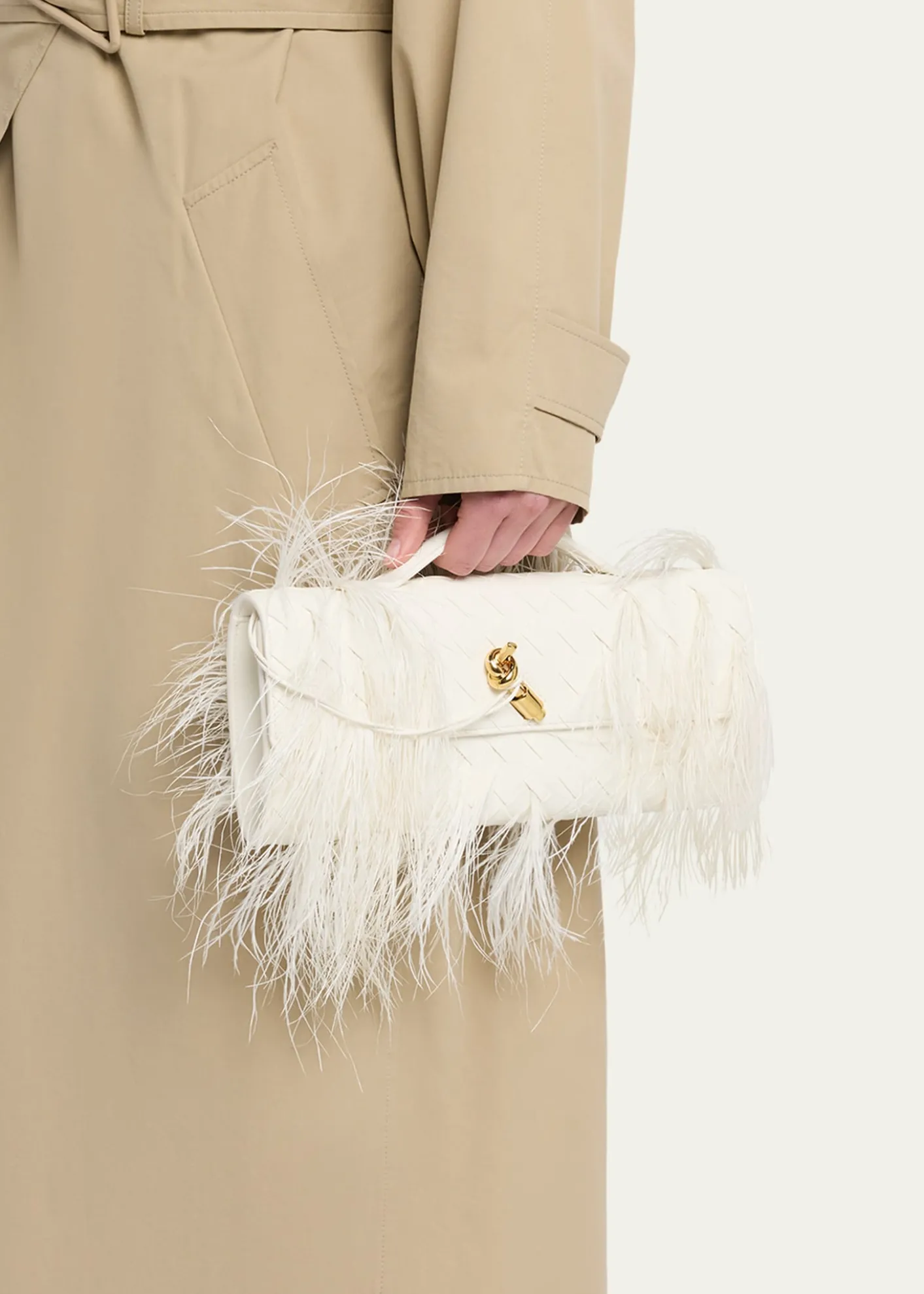 Bottega VenetaAndiamo Feather Leather Clutch Bag