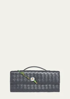 Bottega VenetaAndiamo Flower-Embellished Leather Clutch Bag