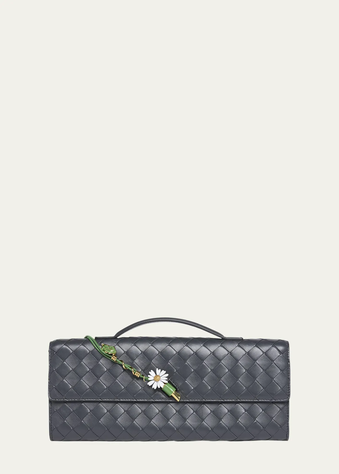 Bottega VenetaAndiamo Flower-Embellished Leather Clutch Bag