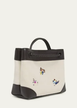 Bottega VenetaAndiamo Small Embroidered Canvas Top-Handle Bag