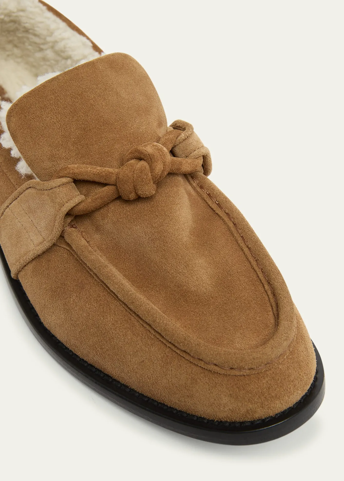 Bottega VenetaAstaire Suede Shearling-Lined Knot Loafers