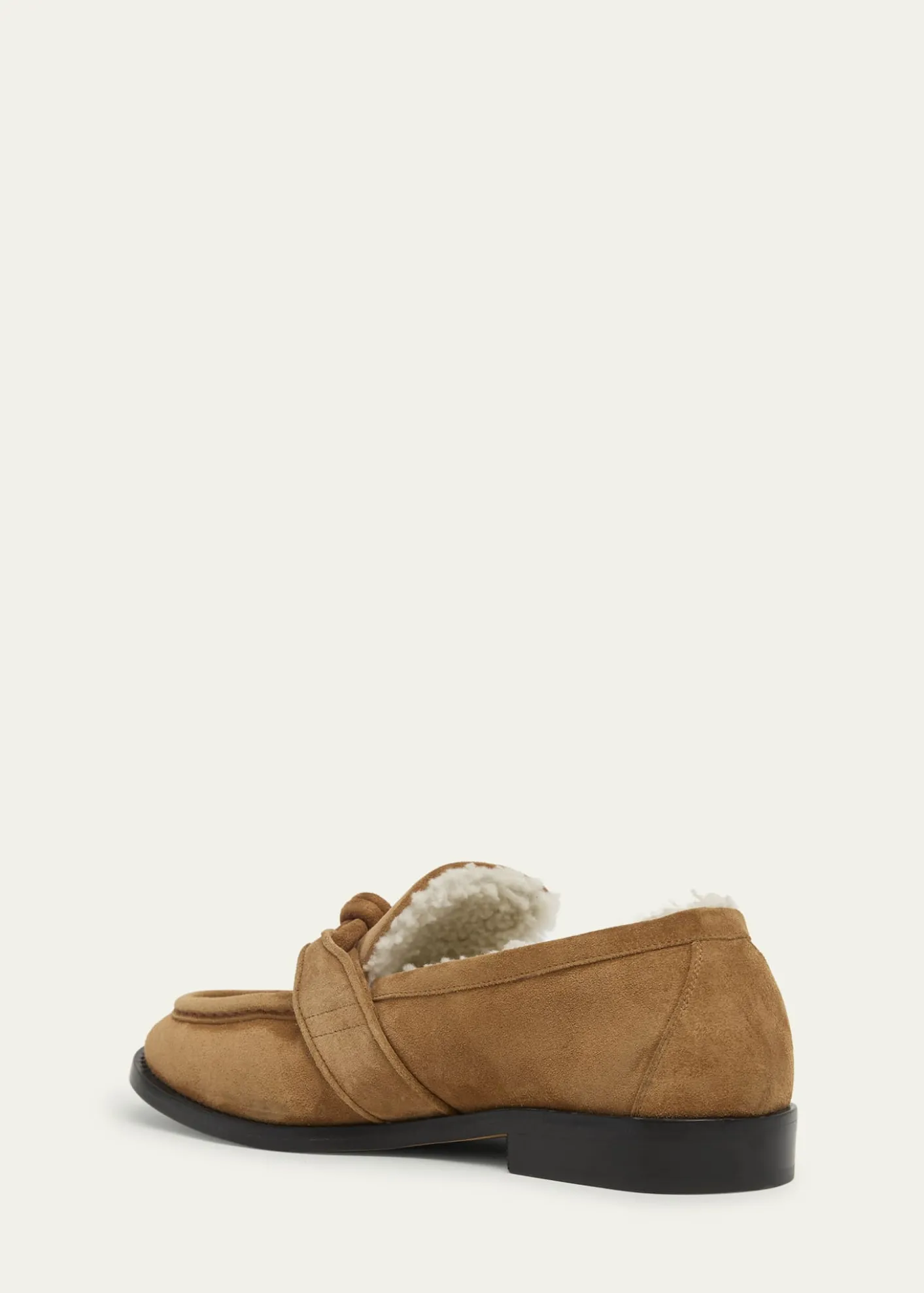 Bottega VenetaAstaire Suede Shearling-Lined Knot Loafers
