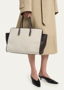 Bottega VenetaBarbara Medium Canvas and Leather Tote Bag