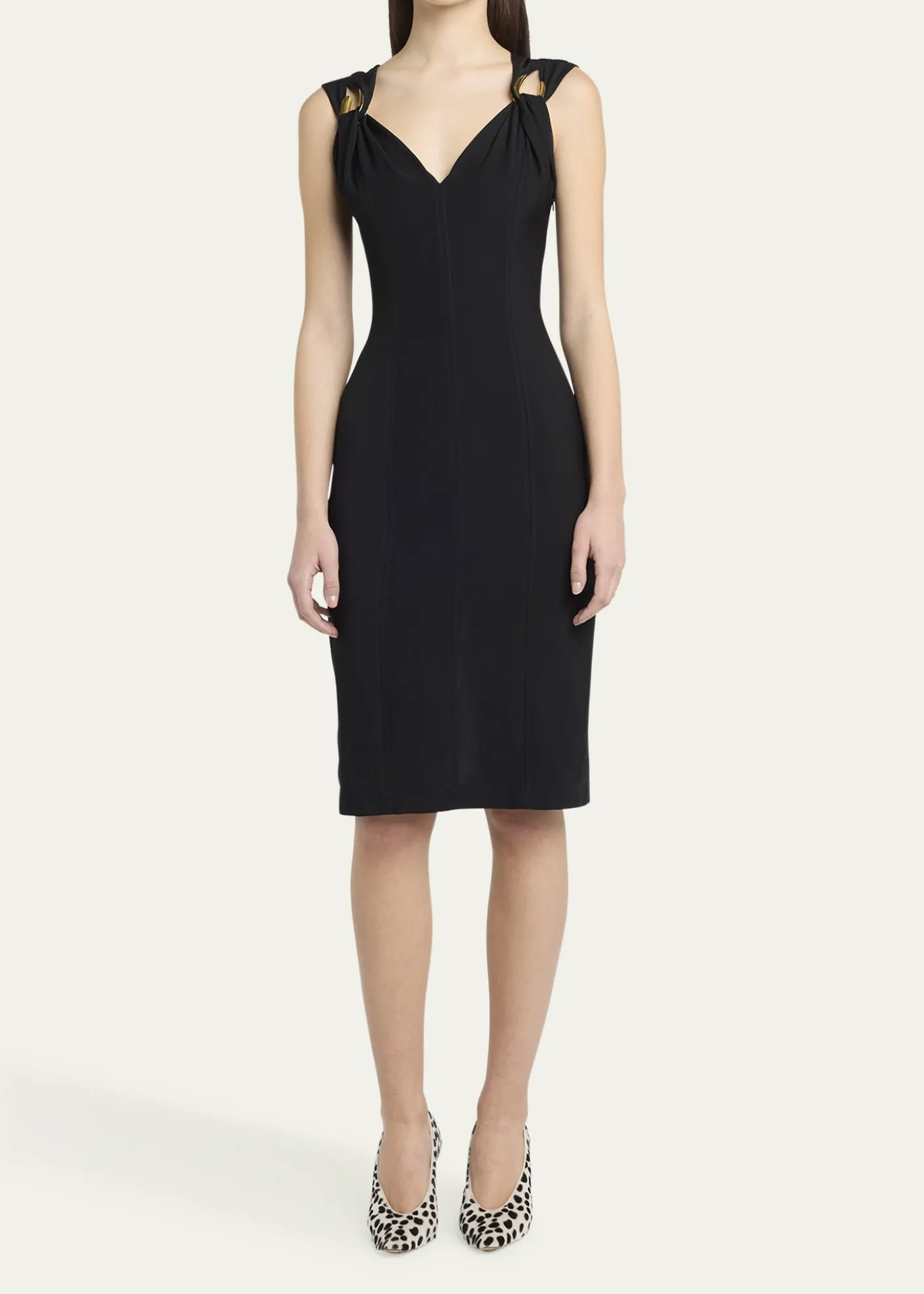 Bottega VenetaBuckle Sleeveless Grainy Viscose Linen Dress