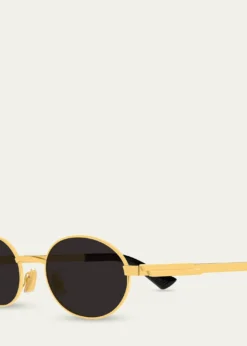 Bottega VenetaBv1470S Golden Metal Oval Sunglasses
