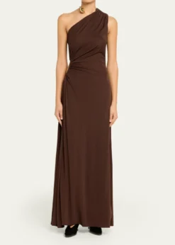 Bottega VenetaCrepe Viscose Jersey One-Shoulder Dress