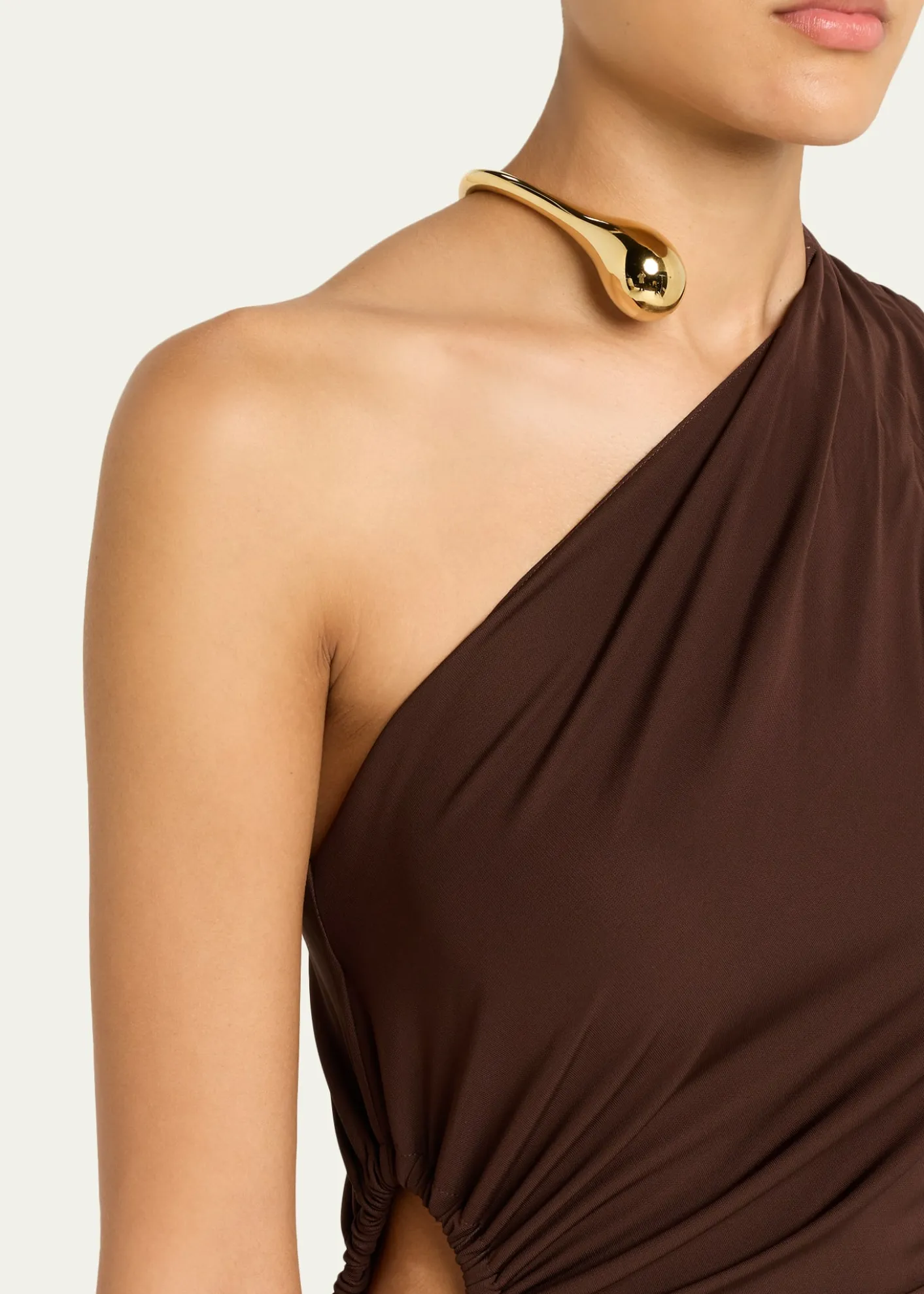 Bottega VenetaCrepe Viscose Jersey One-Shoulder Dress