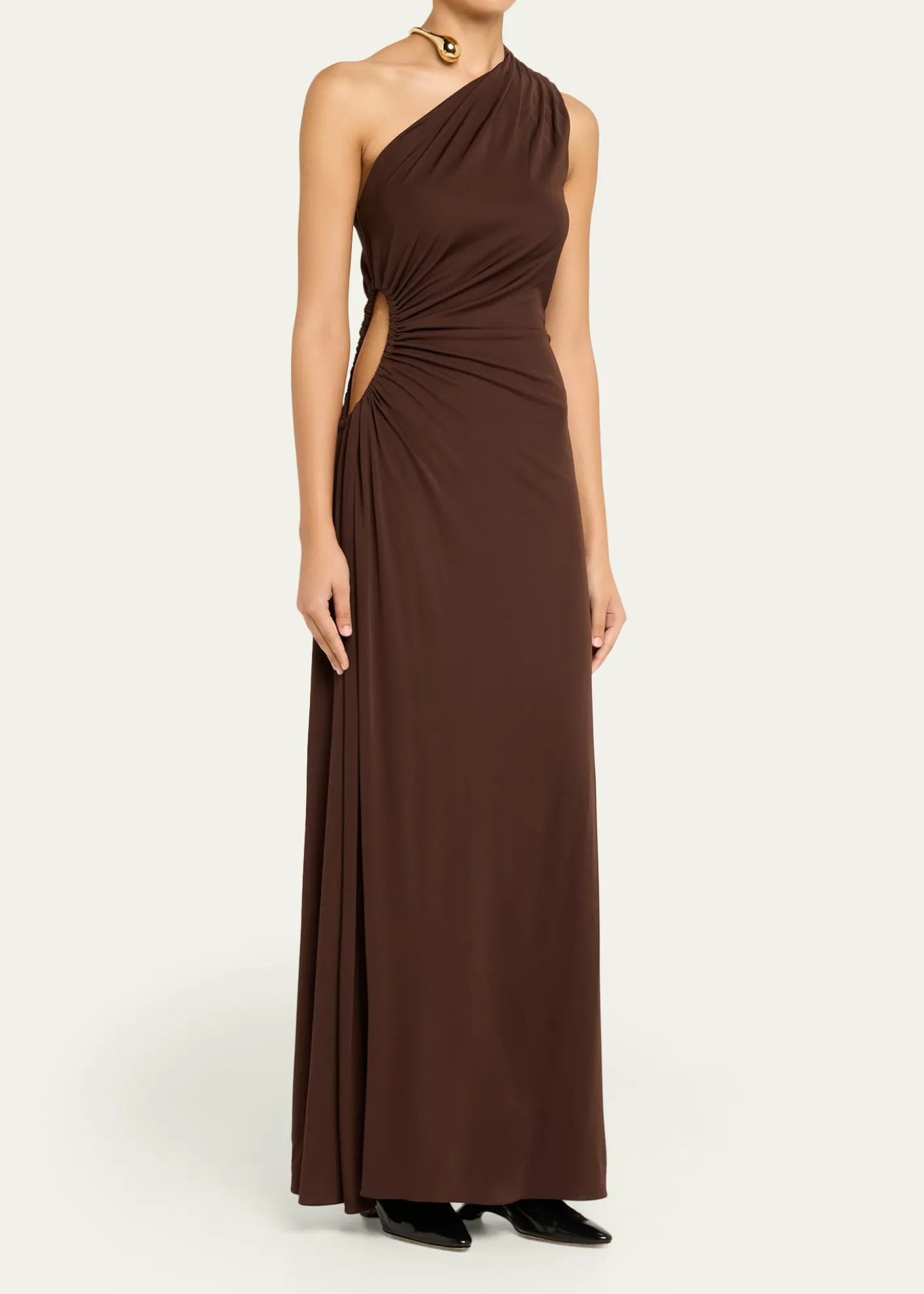 Bottega VenetaCrepe Viscose Jersey One-Shoulder Dress