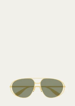 Bottega VenetaCutout Metal Aviator Sunglasses