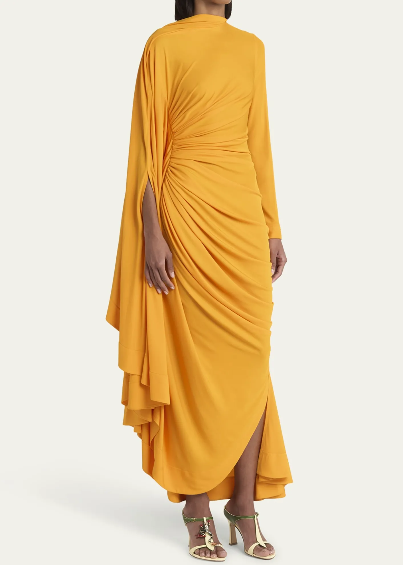 Bottega VenetaDraped Matte Viscose Jersey Cape Maxi Dress