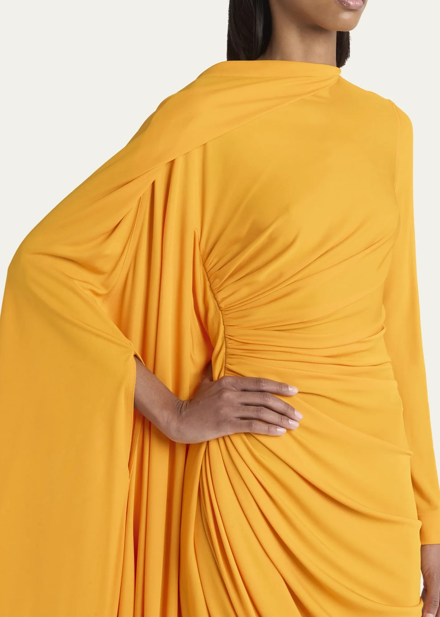 Bottega VenetaDraped Matte Viscose Jersey Cape Maxi Dress