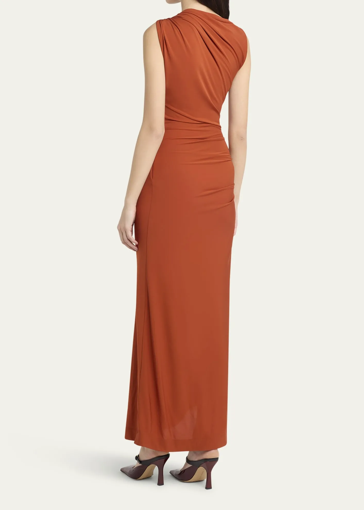 Bottega VenetaDrop Detail Gathered Matte Crepe Jersey Maxi Dress