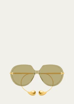 Bottega VenetaDrop 60mm Recycled Acetate Round Sunglasses