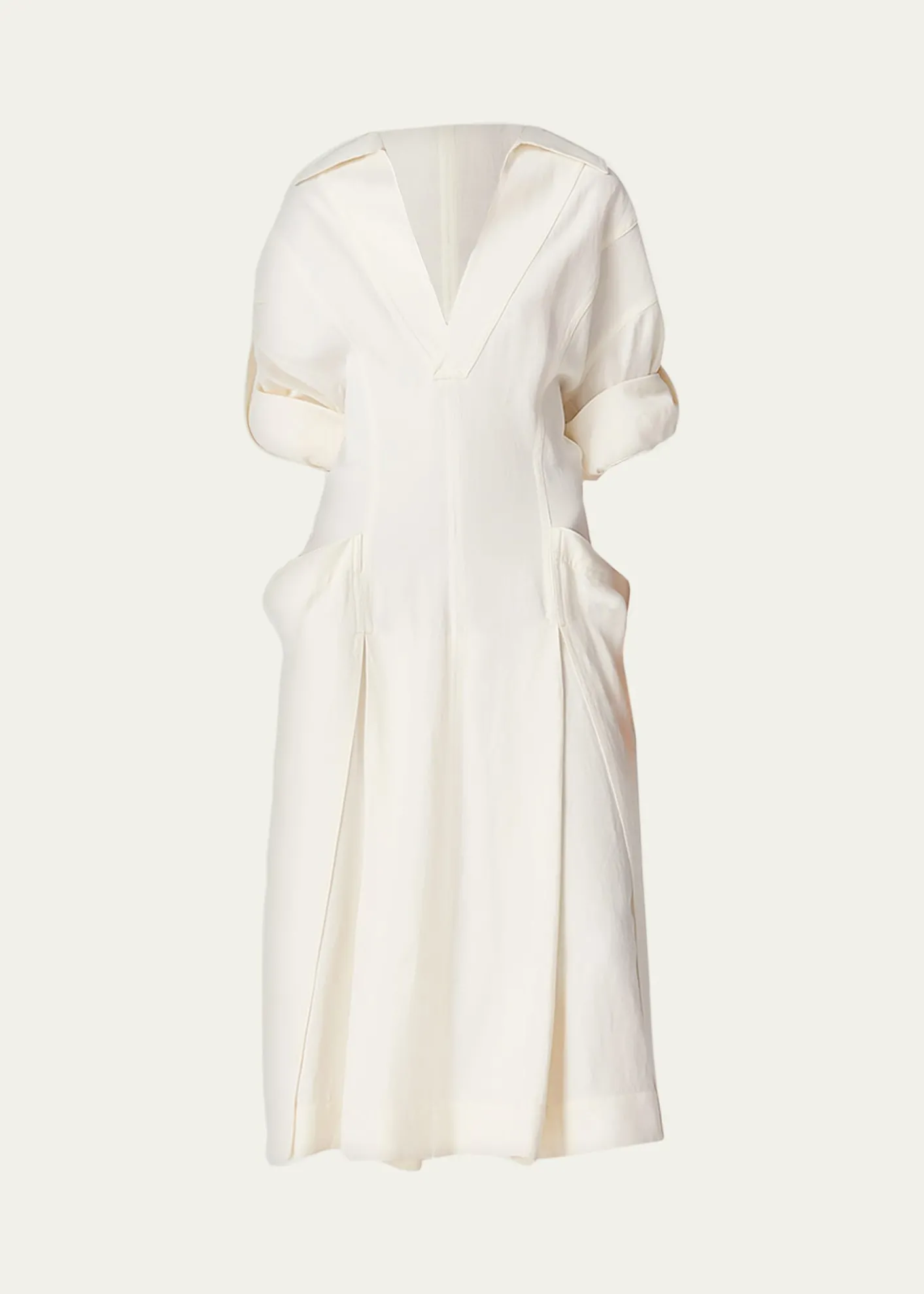 Bottega VenetaFit-and-Flare Grainy Midi Dress with Frog Embellishments