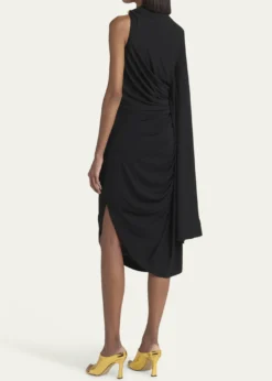 Bottega VenetaFrog Draped Matte Viscose Jersey Cape Dress