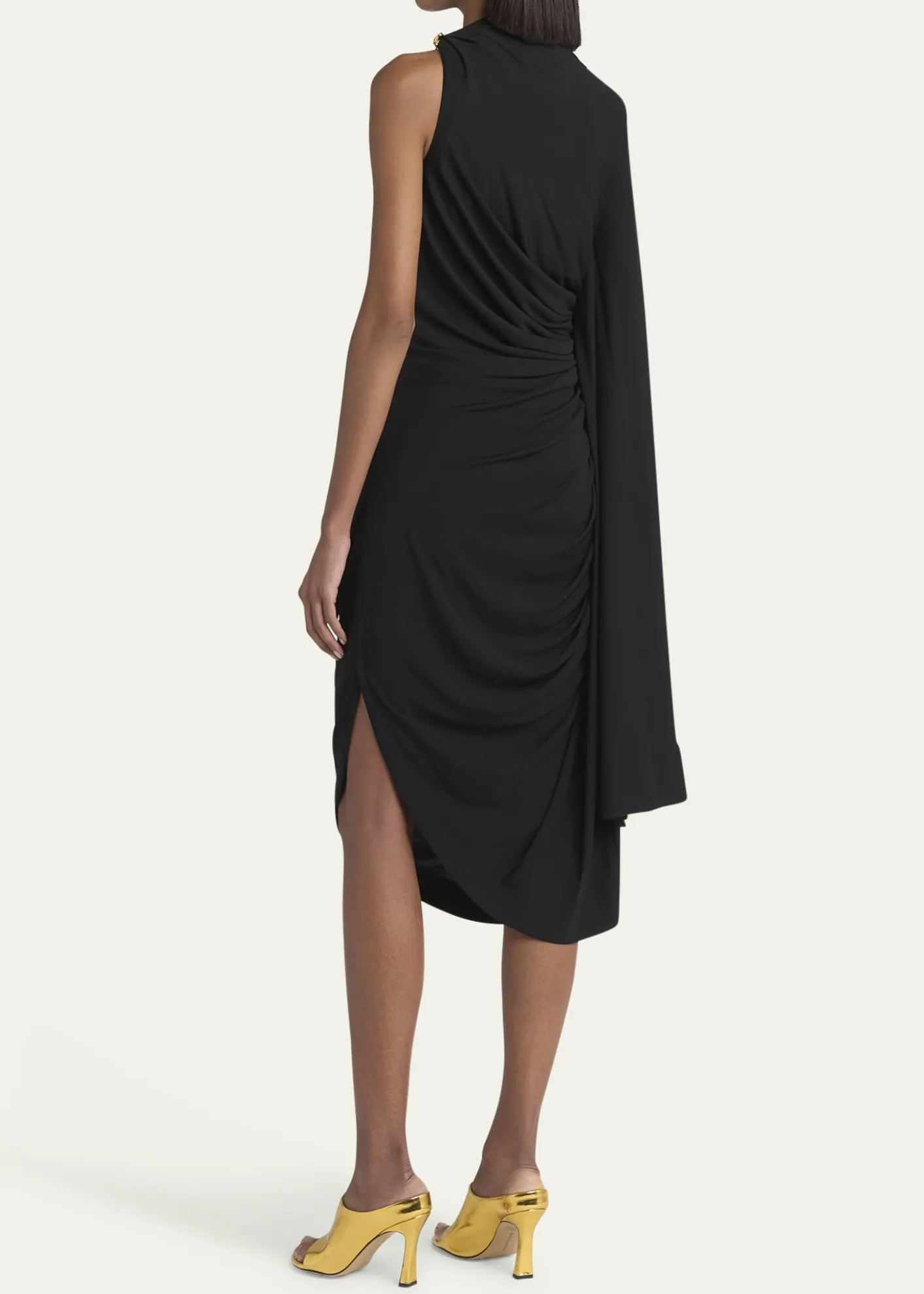 Bottega VenetaFrog Draped Matte Viscose Jersey Cape Dress