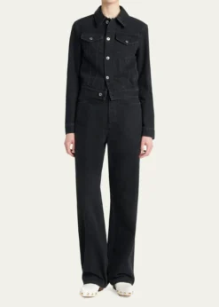 Bottega VenetaIntrecciato-Collar Faded Black Denim Jacket