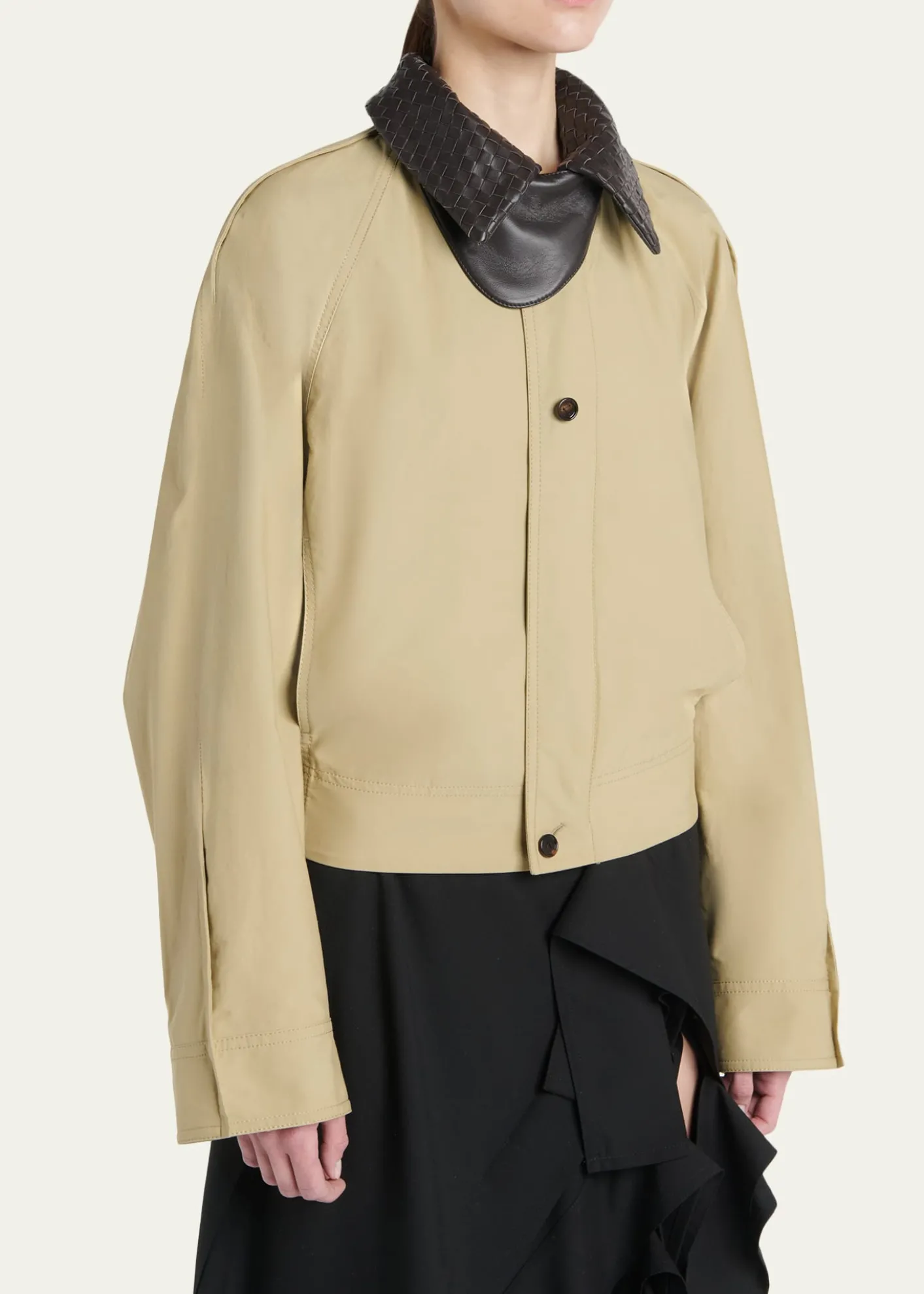 Bottega VenetaIntrecciato Collar Cotton Blouson Jacket