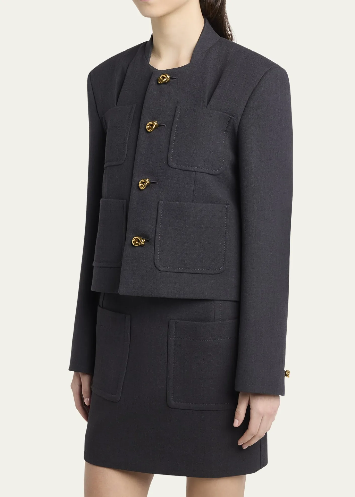 Bottega VenetaKnot-Button Light Structured Cotton Jacket
