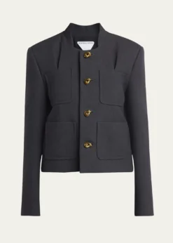 Bottega VenetaKnot-Button Light Structured Cotton Jacket
