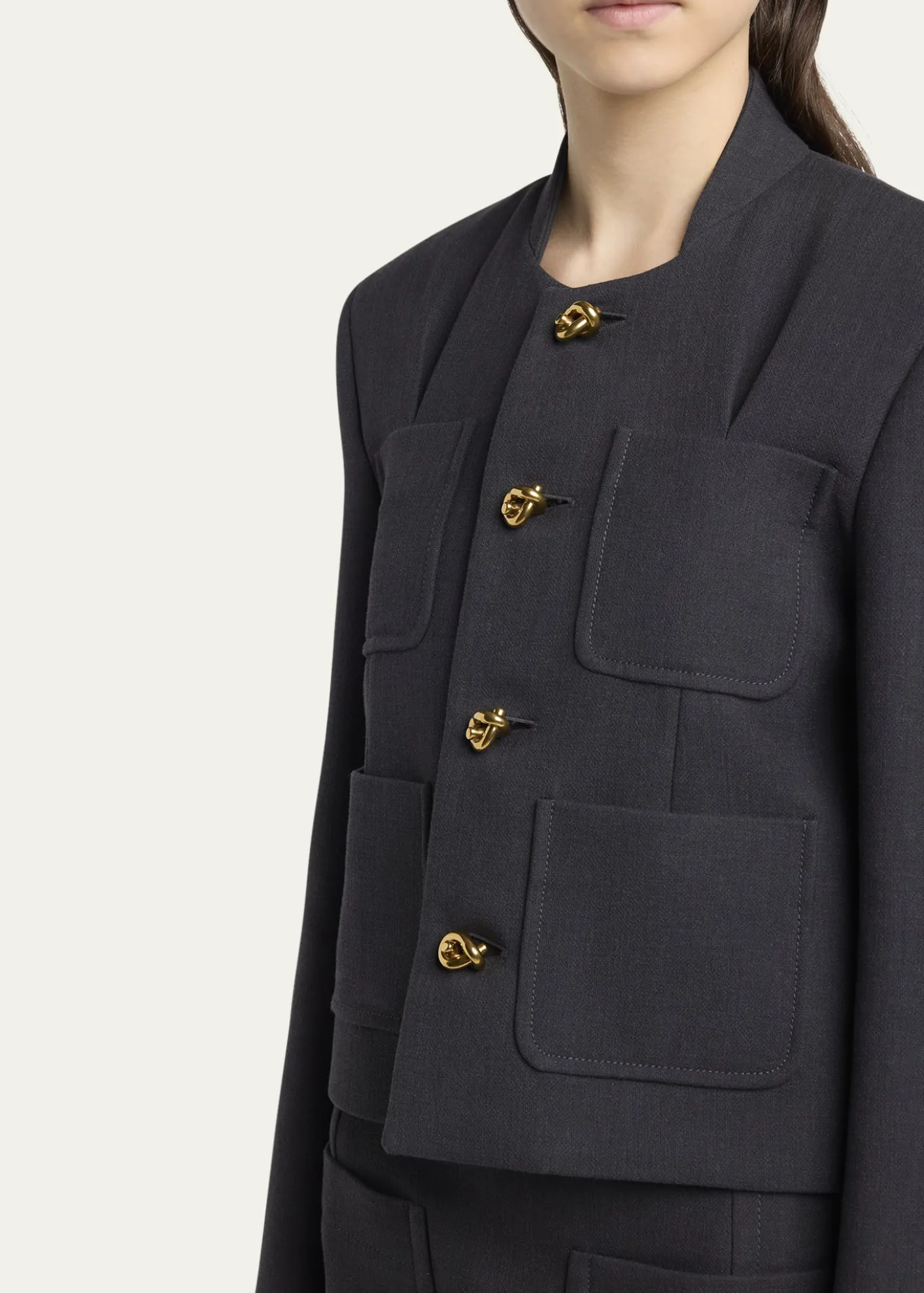 Bottega VenetaKnot-Button Light Structured Cotton Jacket