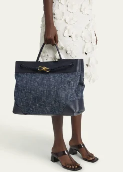 Bottega VenetaLarge Andiamo Denim Boucle Crossbody Bag