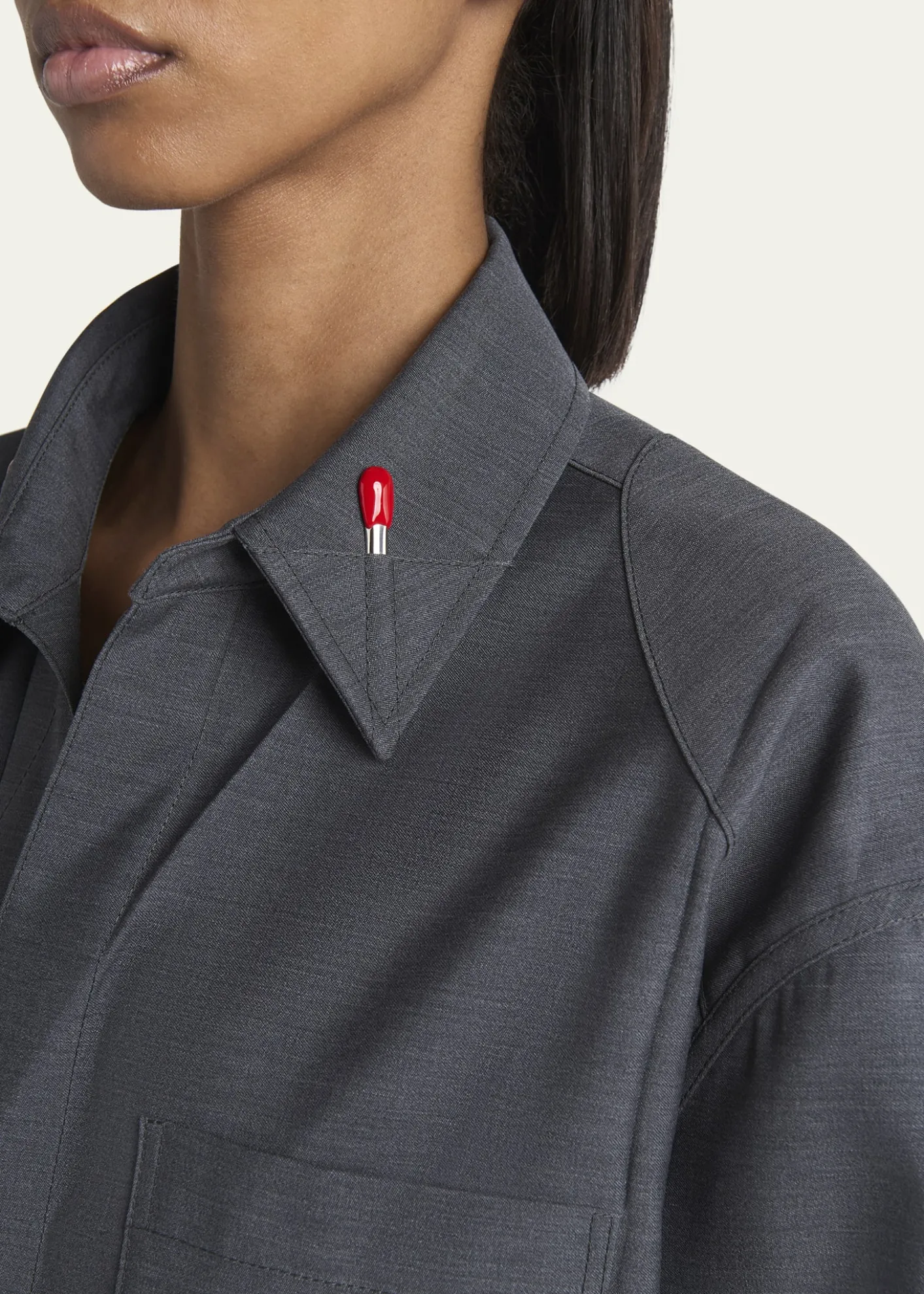 Bottega VenetaMatches-Collar Travel Light Wool Shirt