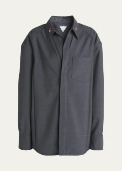 Bottega VenetaMatches-Collar Travel Light Wool Shirt