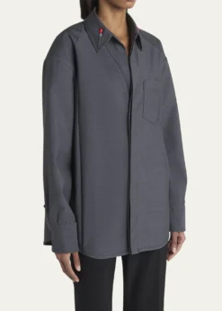 Bottega VenetaMatches-Collar Travel Light Wool Shirt